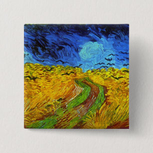 Wheat Field with Crows Van Gogh Fine Art 15 Cm Square Badge