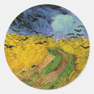 Wheat Field with Crows - Vincent Van Gogh Classic Round Sticker