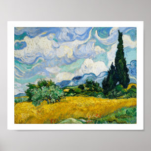 "WHEAT FIELD WITH CYPRESSES" 1889 VINCENT VAN GOGH POSTER