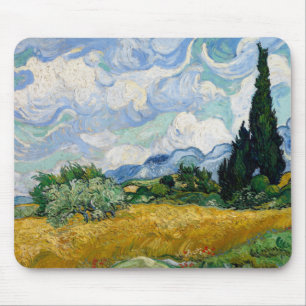 Wheat Field with Cypresses by Vincent Van Gogh Mouse Mat