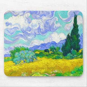 Wheat Field with Cypresses by Vincent Van Gogh Mouse Mat