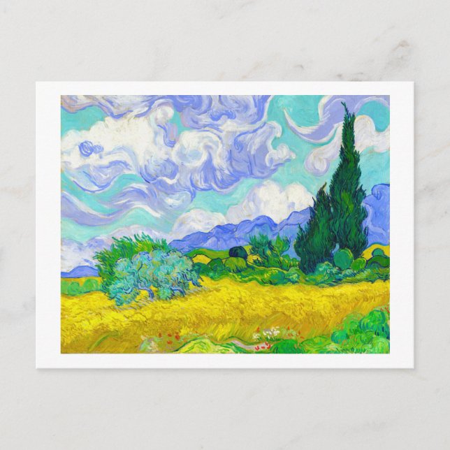 Wheat Field with Cypresses by Vincent Van Gogh Postcard (Front)