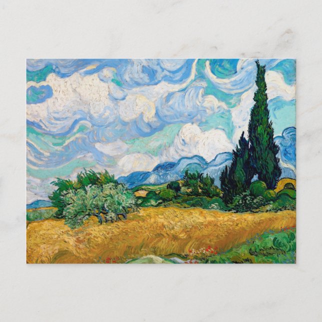Wheat Field with Cypresses by Vincent van Gogh Postcard (Front)