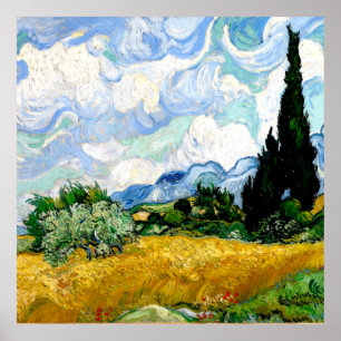 Wheat Field with Cypresses by Vincent van Gogh Poster