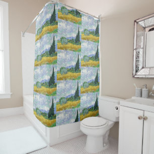 Wheat Field with Cypresses by Vincent van Gogh Shower Curtain