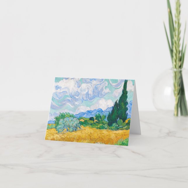 Wheat Field with Cypresses by Vincent van Gogh Thank You Card (Front)
