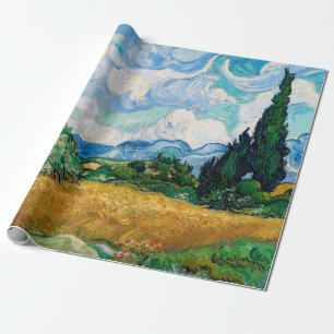 Wheat Field with Cypresses by Vincent van Gogh Wrapping Paper