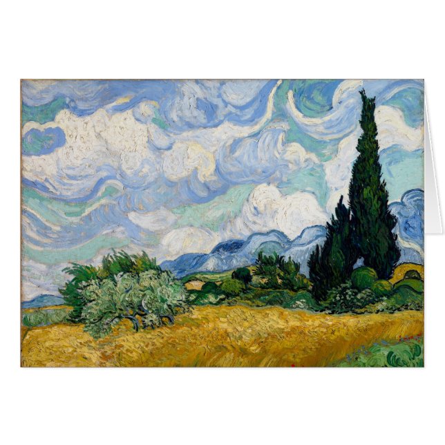 Wheat Field with Cypresses Card (Front Horizontal)