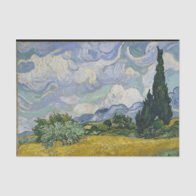 Wheat Field with Cypresses Decoupage Tissue Paper (Front)