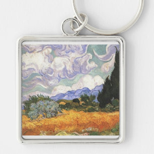 Wheat Field with Cypresses Key Ring