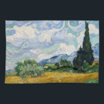 Wheat Field with Cypresses Kitchen Towel<br><div class="desc">Wheat Field with Cypresses by Vincent van Gogh American MoJo Kitchen Towel Van Gogh regarded this sun-drenched landscape as one of his "best" summer canvases and repeated the composition three times: in a reed pen drawing (Van Gogh Museum, Amsterdam) and in two oil paintings made later that fall (National Gallery,...</div>