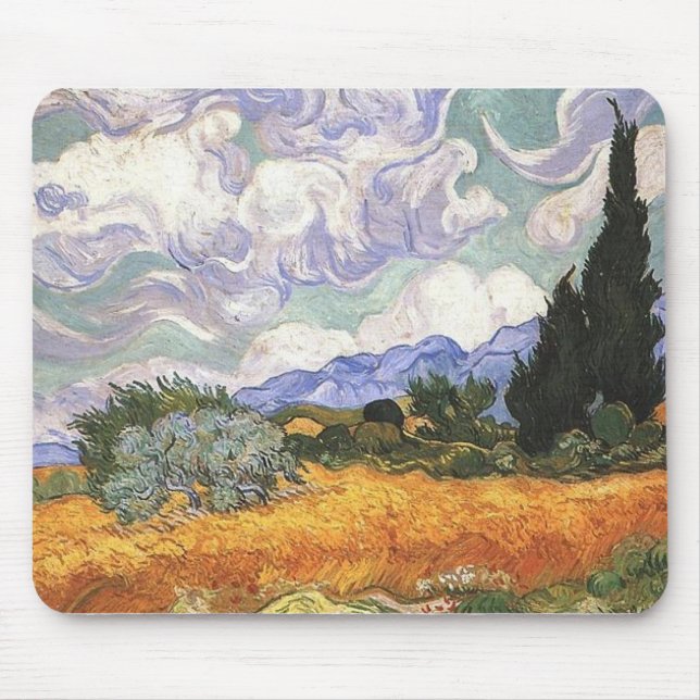 Wheat Field with Cypresses Mouse Mat (Front)