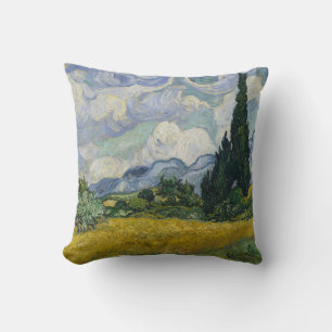 Wheat Field with Cypresses, Oil Painting, Van Gogh Cushion