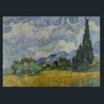 Wheat Field with Cypresses, Oil Painting, Van Gogh Cutting Board<br><div class="desc">Vincent Van Gogh,  1889
oil on canvas
post impressionist landscape oil painting depicting a golden yellow field of wheat bordered by green cypress and olive trees,  below a sky of swirly fluffy white/grey clouds in a pale blue sky.

 stately sophisticated elegant chic eclectic classic modern fine art decor</div>