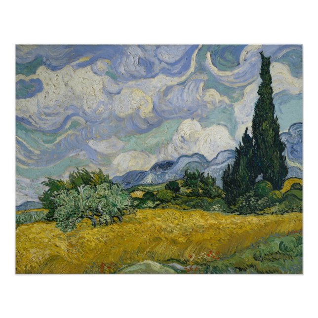 Wheat Field with Cypresses, Oil Painting, Van Gogh Poster (Front)