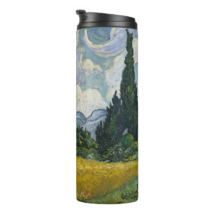 Wheat Field with Cypresses, Oil Painting, Van Gogh Thermal Tumbler
