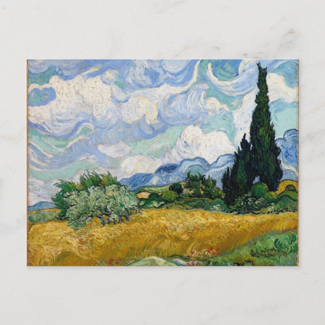 Wheat Field with Cypresses Postcard (Front)