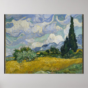 Wheat Field with Cypresses Poster