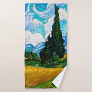 Wheat Field with Cypresses, Van Gogh Bath Towel