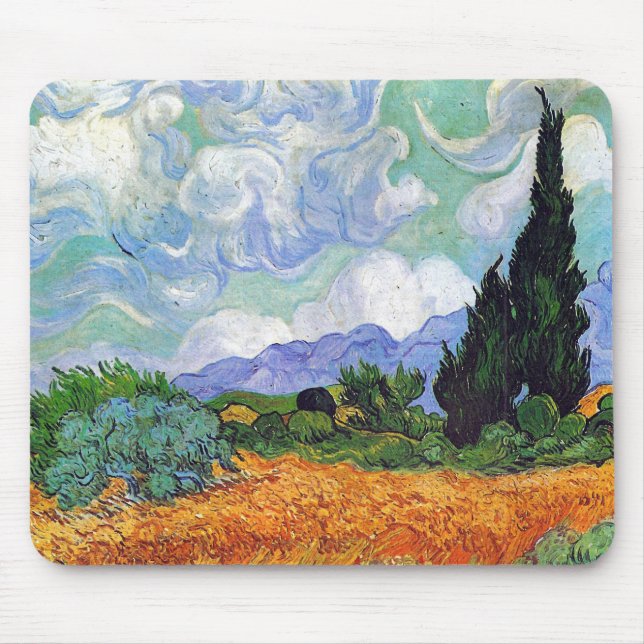 Wheat Field with Cypresses Van Gogh Fine Art Mouse Mat (Front)
