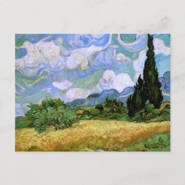 Wheat Field with Cypresses Van Gogh Fine Art Postcard (Front)