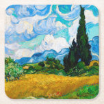 Wheat Field with Cypresses, Van Gogh Square Paper Coaster<br><div class="desc">Vincent Willem van Gogh (30 March 1853 – 29 July 1890) was a Dutch post-impressionist painter who is among the most famous and influential figures in the history of Western art. In just over a decade, he created about 2, 100 artworks, including around 860 oil paintings, most of which date...</div>