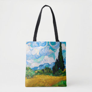 Wheat Field with Cypresses, Van Gogh Tote Bag
