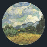 Wheat Field with Cypresses,Vincent Van Gogh Classic Round Sticker<br><div class="desc">Wheat Field with Cypresses, Vincent Van Gogh</div>