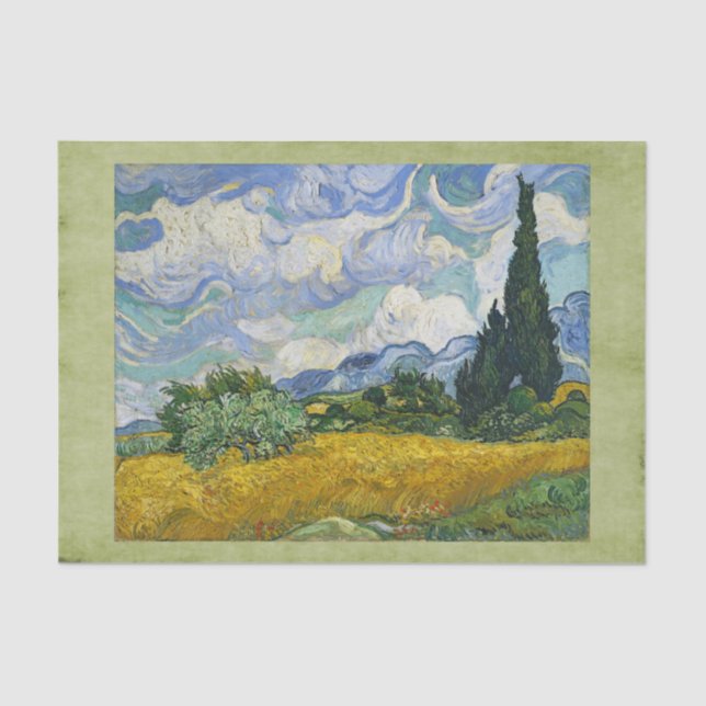 Wheat Field with Cypresses, Vincent van Gogh  Tissue Paper (Front)