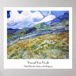 Wheat Field with Mountains in the Background Poster