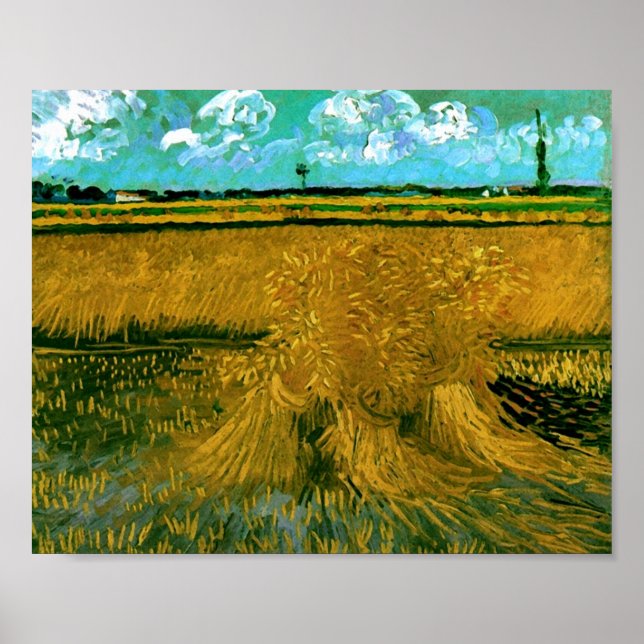 Wheat Field with Sheaves Van Gogh Fine Art Poster (Front)