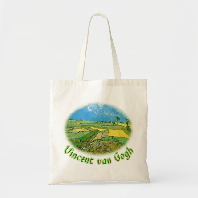 Wheat Fields at Auvers Under Clouded Sky, van Gog Tote Bag (Front)