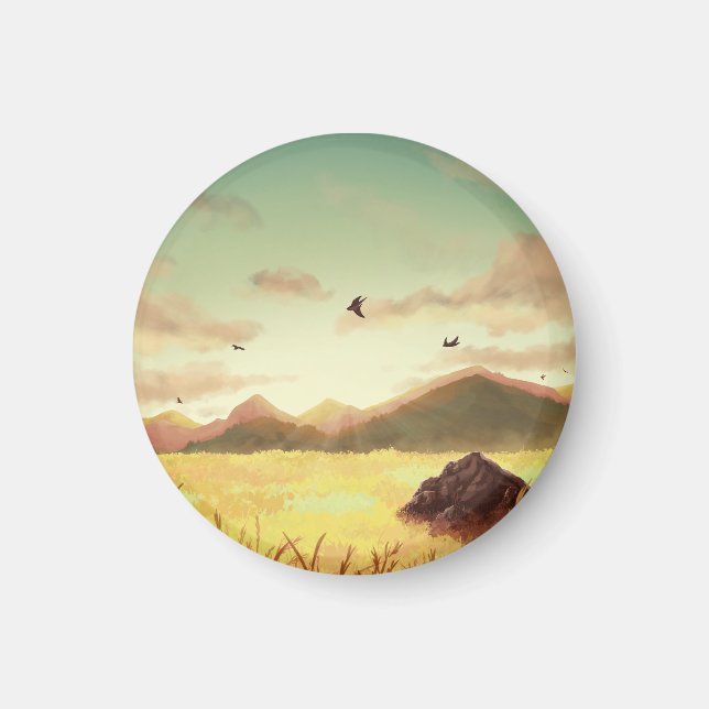 Wheat fields at sunrise magnet (Front)