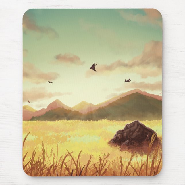 Wheat fields at sunrise mouse mat (Front)