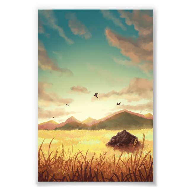 Wheat fields at sunrise photo print (Front)