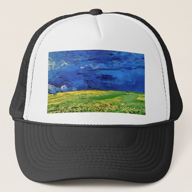 Wheat Fields Under Clouded Sky Van Gogh Trucker Hat (Front)