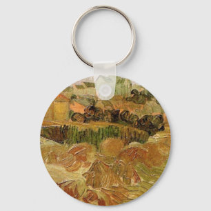 Wheat Fields with Auvers by Vincent van Gogh Key Ring