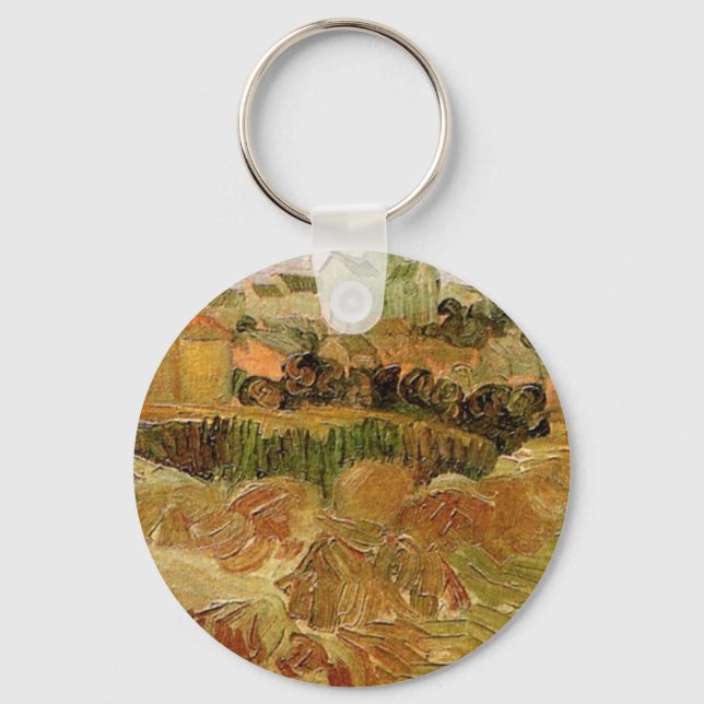 Wheat Fields with Auvers by Vincent van Gogh Key Ring (Front)