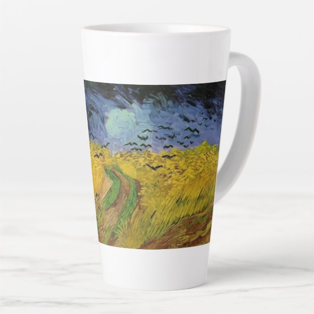 Wheat Fields with Crows by Van Gogh Latte Mug (Right Angle)