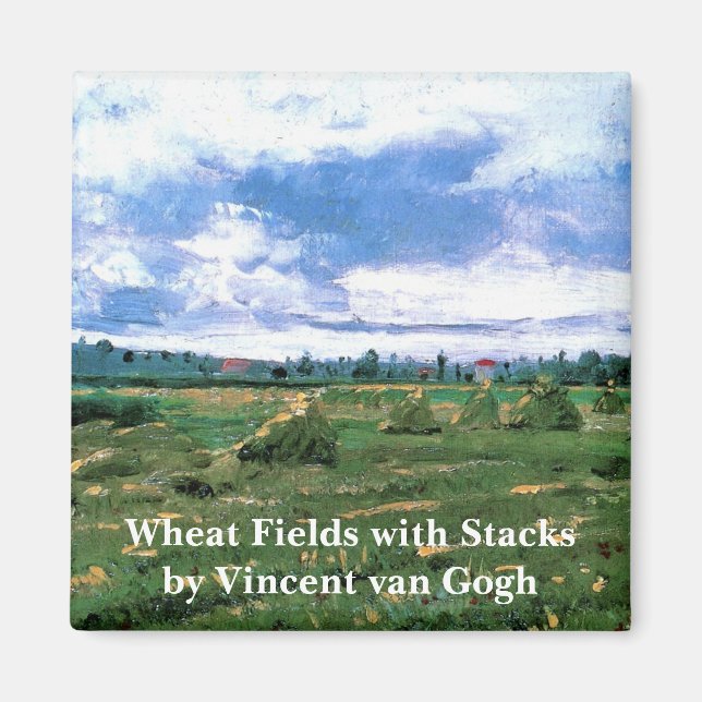 Wheat Fields with Haystacks by Vincent van Gogh Magnet (Front)