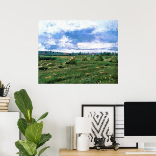 Wheat Fields with Haystacks by Vincent van Gogh Poster