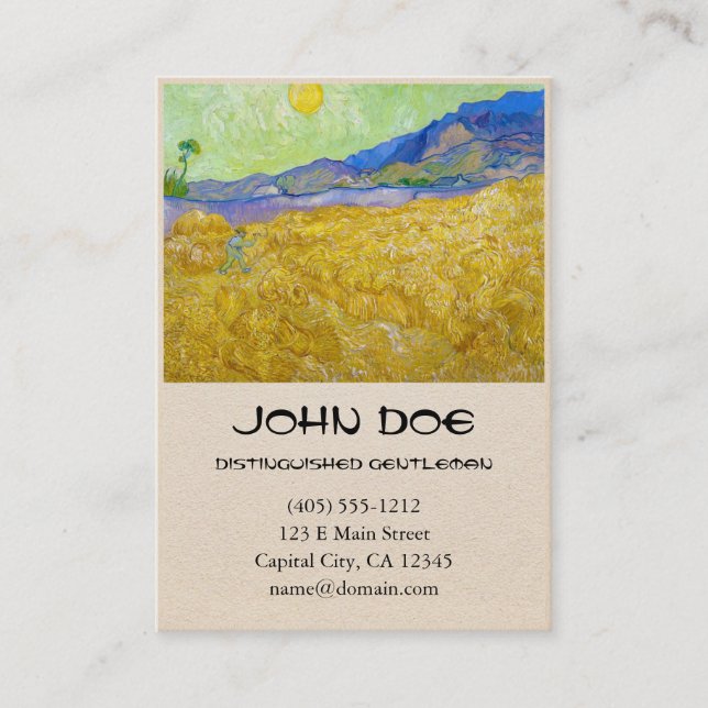 Wheat Fields with Reaper at Sunrise Van Gogh Business Card (Front)