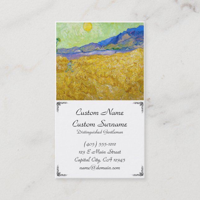 Wheat Fields with Reaper at Sunrise Van Gogh Business Card (Front)