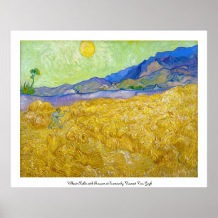 Wheat Fields with Reaper at Sunrise Van Gogh Poster