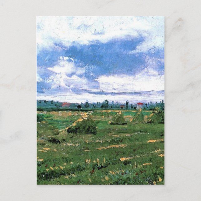 Wheat Fields with Stacks, Vincent van Gogh Postcard (Front)