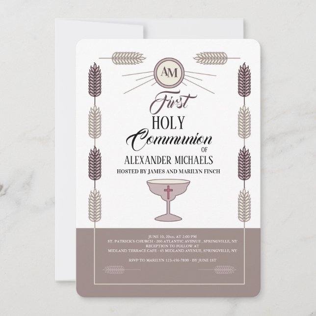 Wheat Frame Communion Invitation (Front)