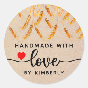 Wheat Handmade with Love  Classic Round Sticker