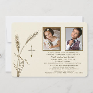 Wheat Religious Two Photo Invitation