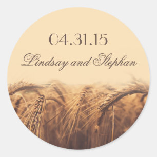 wheat rustic wedding stickers