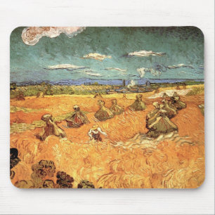 Wheat Stacks with Reaper by Vincent van Gogh Mouse Mat